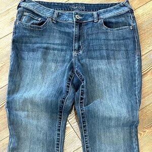 Maurice's Jeans Women's 16 W Long Bootcut Stretch Blue Denim 36x32 Mid Rise Plus